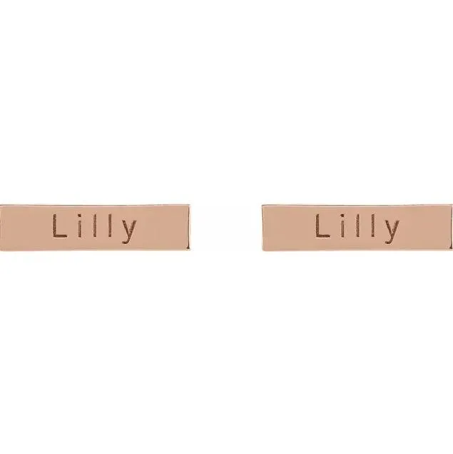 Engravable Bar Stud Earrings