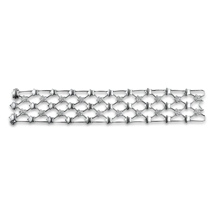 Estate 14k White Gold Diamond Star Bracelet