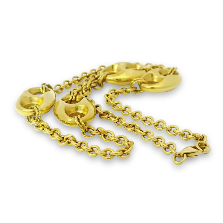 Estate 14k Yellow Gold Cable Link Chain with Anchor Link Stations