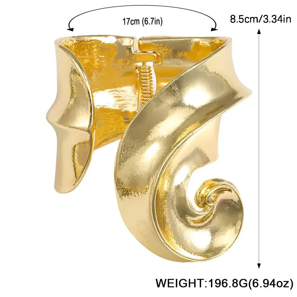 Exaggerated Metal Irregular Spiral Vortex Geometric Adjustable Bracelet