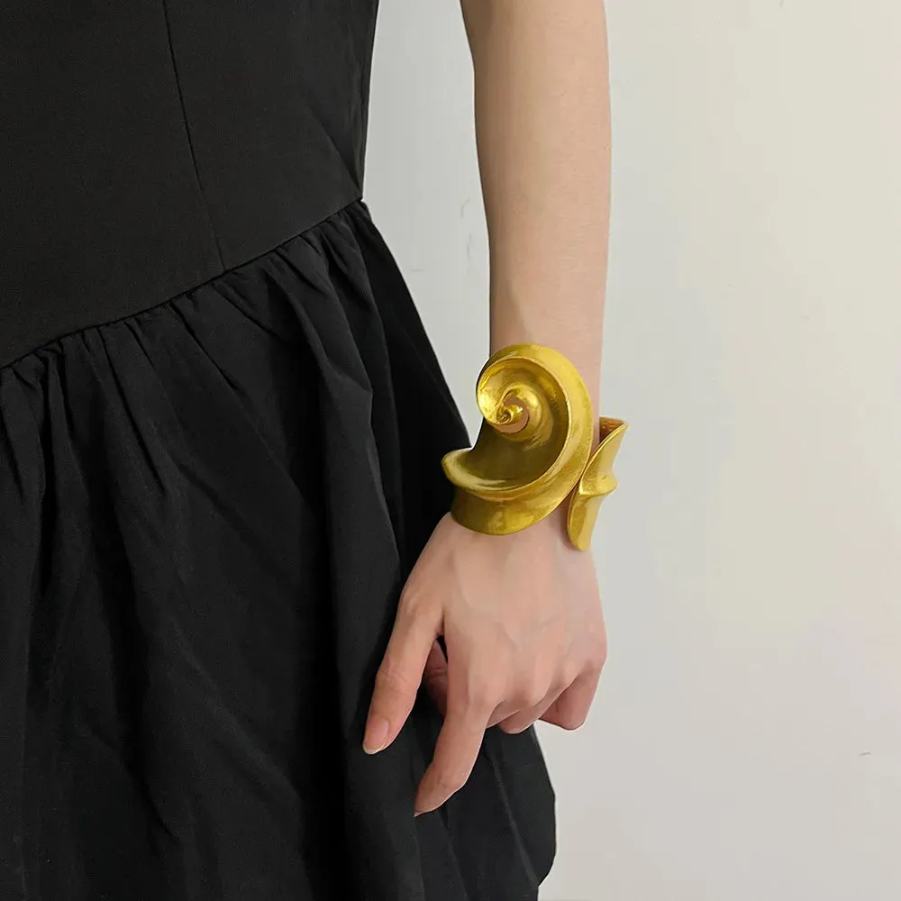 Exaggerated Metal Irregular Spiral Vortex Geometric Adjustable Bracelet