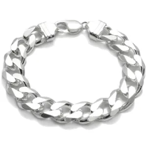 Exquisite Sterling Silver Cuban Link Chain Bracelet 13.5mm (350 Gauge)