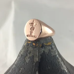 Family Crest Seal Engraved 11mm x 9mm  -  9 Carat Rose Gold Signet Ring