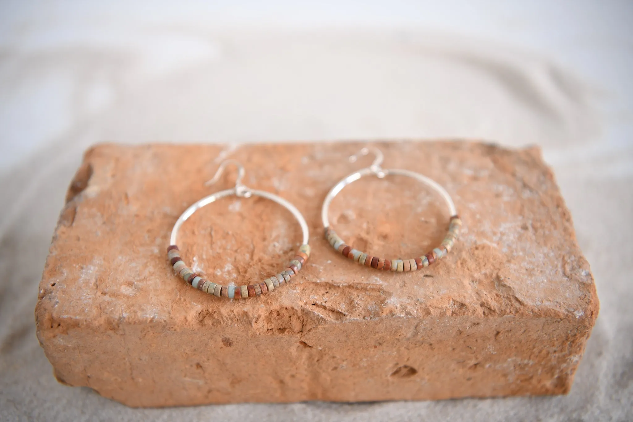 Far Out Sterling Silver and Gemstone Hoop Earrings