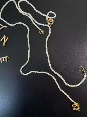 Fashion Letters Chain Freshwater Pearl Necklace For Women