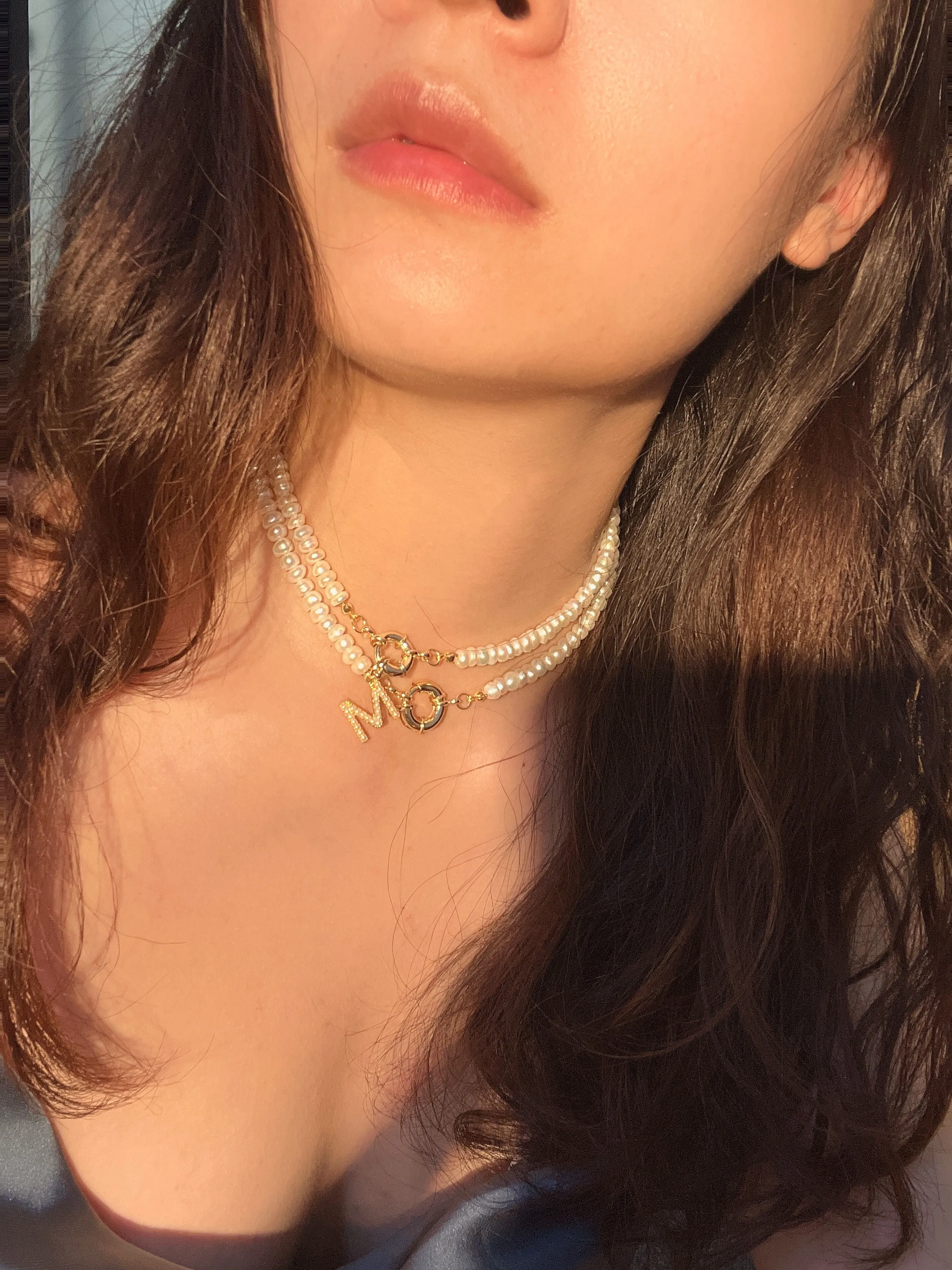 Fashion Letters Chain Freshwater Pearl Necklace For Women