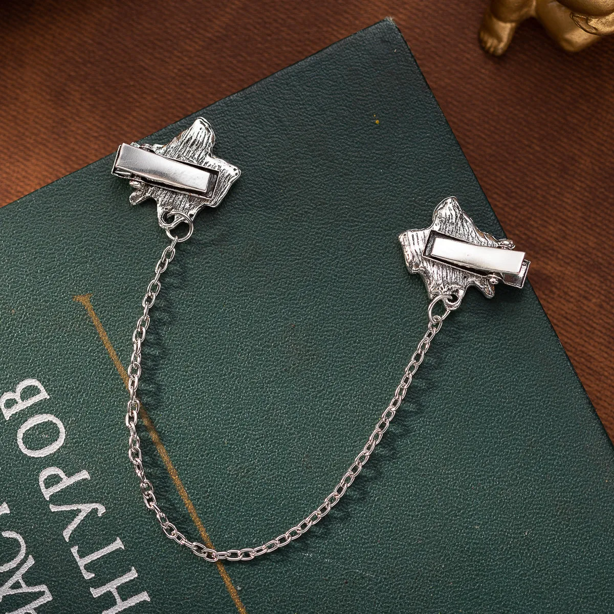 Fashion Oil-Dripping Rose Collar Clip with Chain 3pcs
