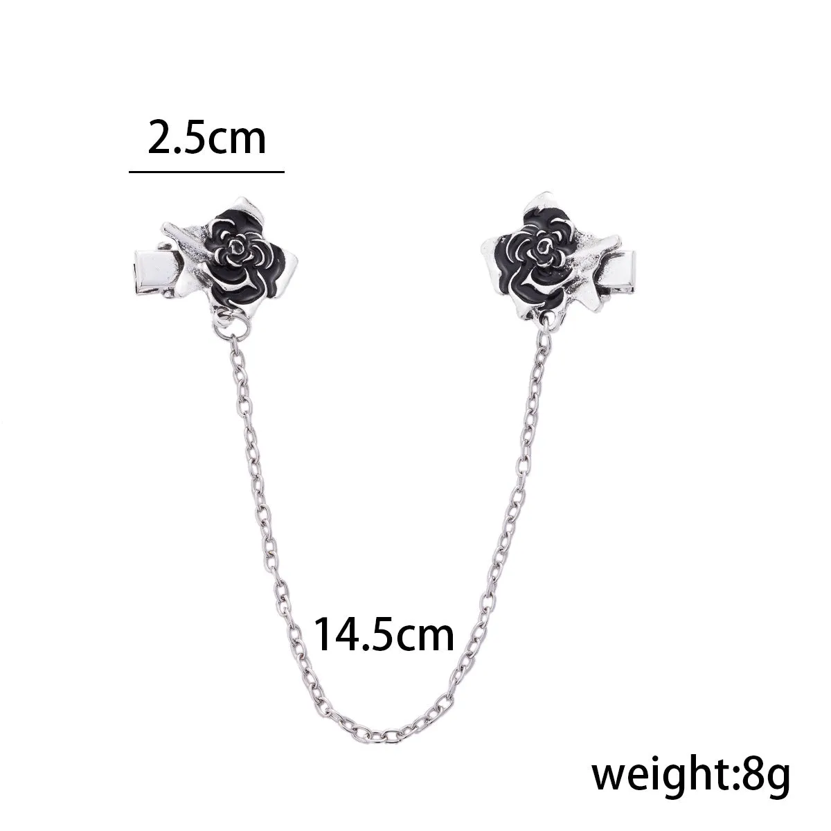 Fashion Oil-Dripping Rose Collar Clip with Chain 3pcs