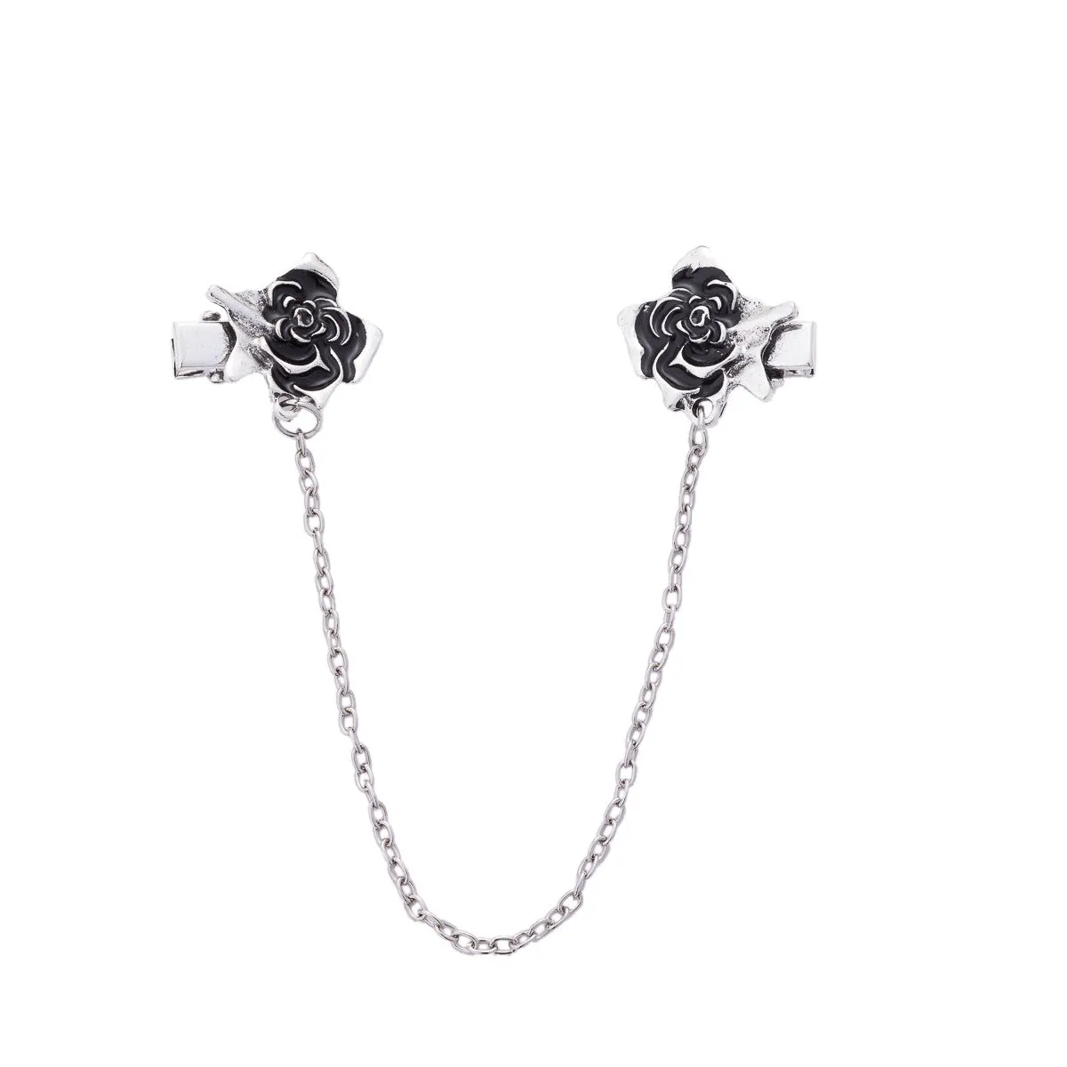Fashion Oil-Dripping Rose Collar Clip with Chain 3pcs