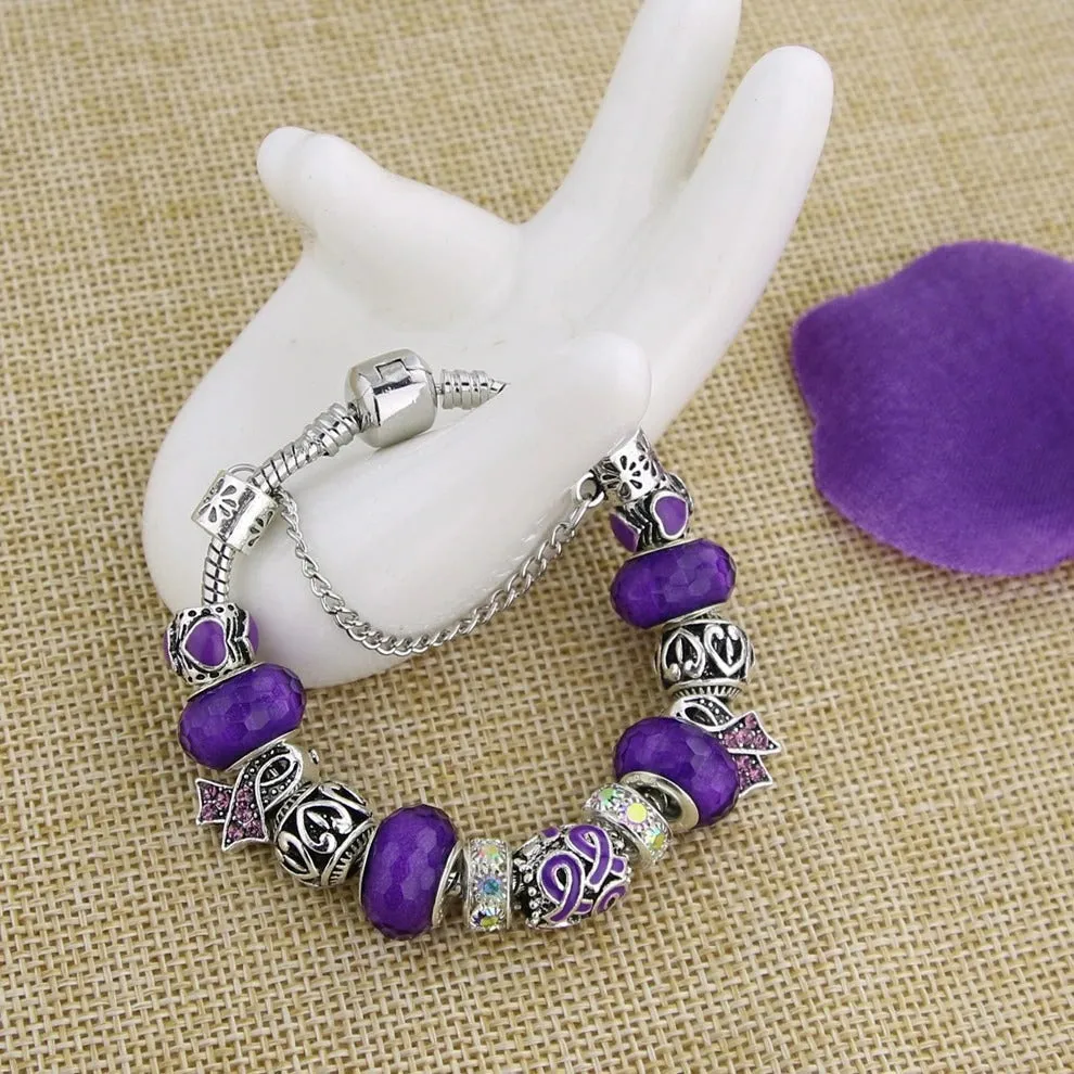 Filigree Crystal Pav'e Awareness Bracelet