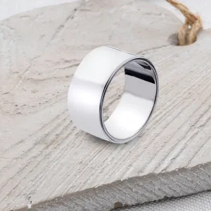 Flat-Shaped Solid 925 Silver Band - 10mm Wide