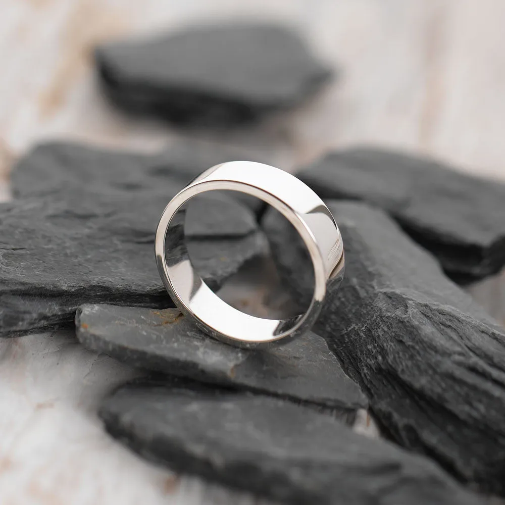 Flat-Shaped Solid 925 Silver Band - 5mm Wide