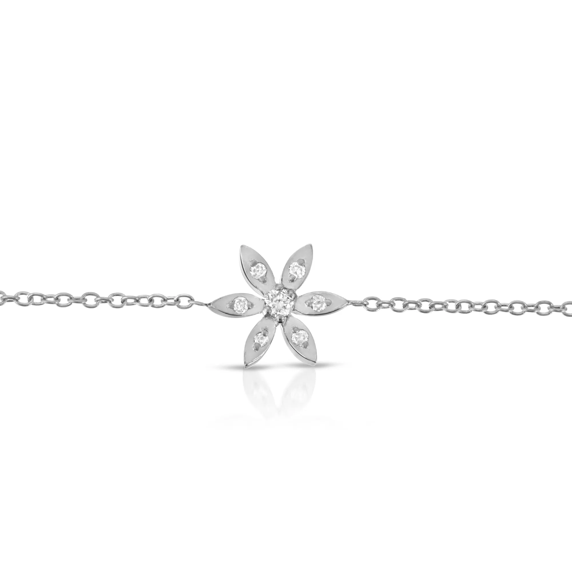 “Fleur” 14-karat gold flower bracelet with diamonds
