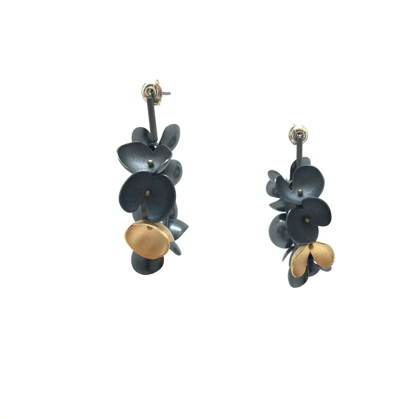 Floral Wreath Hoops - Oxidized Silver with Gold