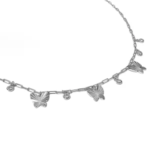Fluted Butterfly and Bezel Necklace
