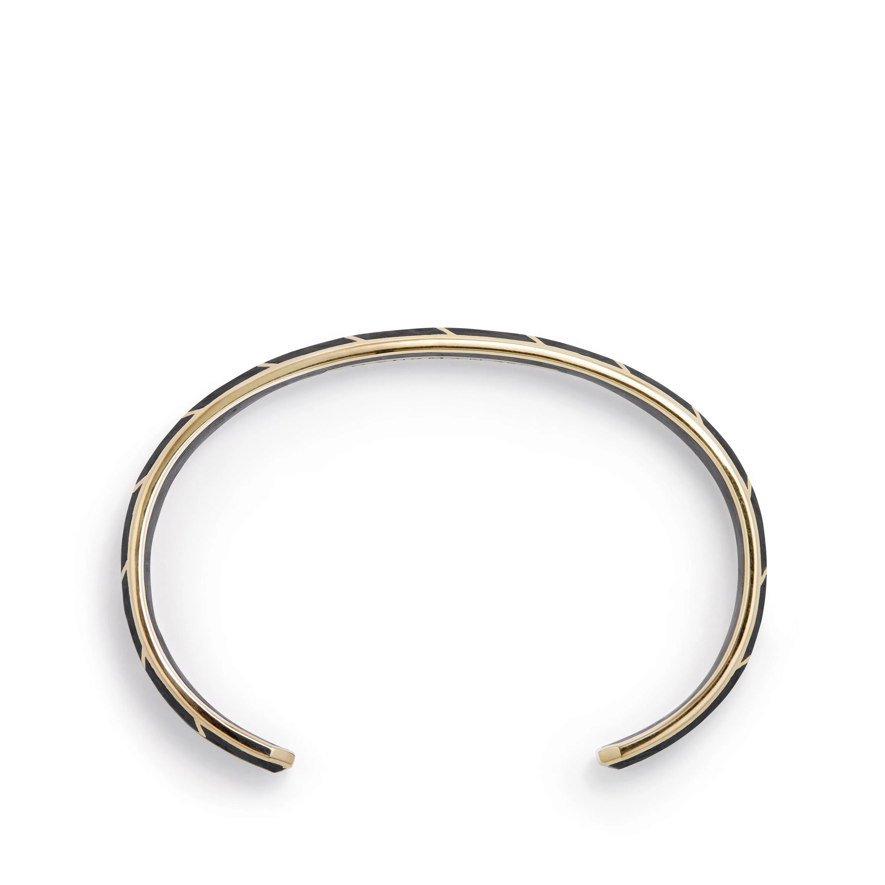 Forged Carbon Cuff with 18K Gold, 8.5mm, Size Medium