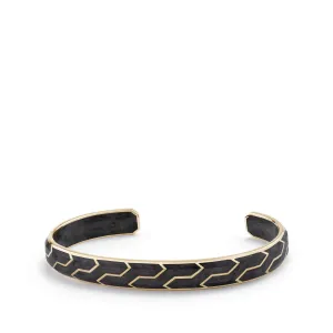 Forged Carbon Cuff with 18K Gold, 8.5mm, Size Medium