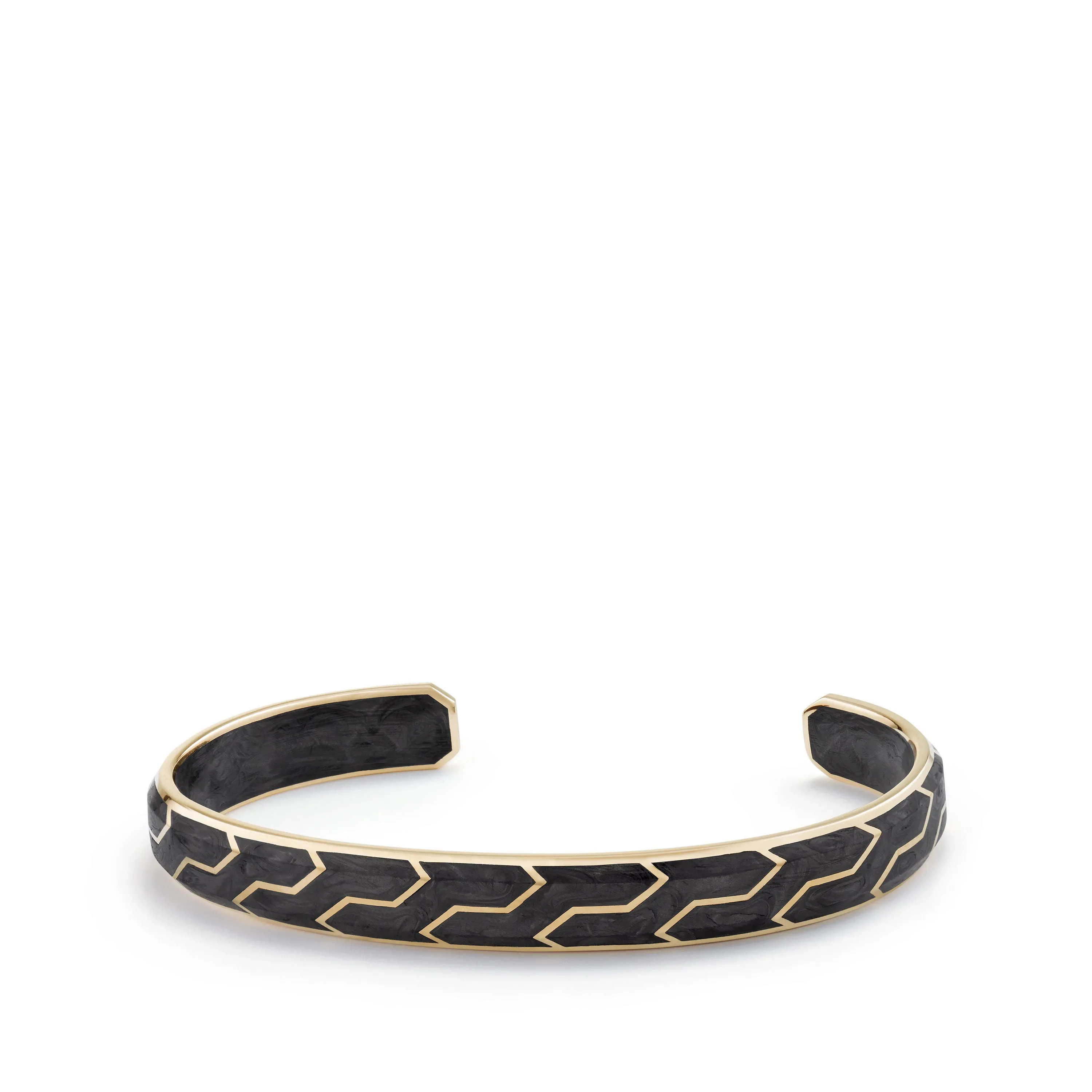 Forged Carbon Cuff with 18K Gold, 8.5mm, Size Medium
