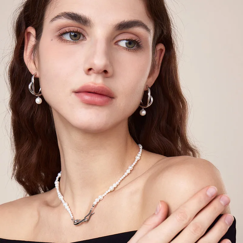 Freshwater Pearl Spiral Hoop Earrings