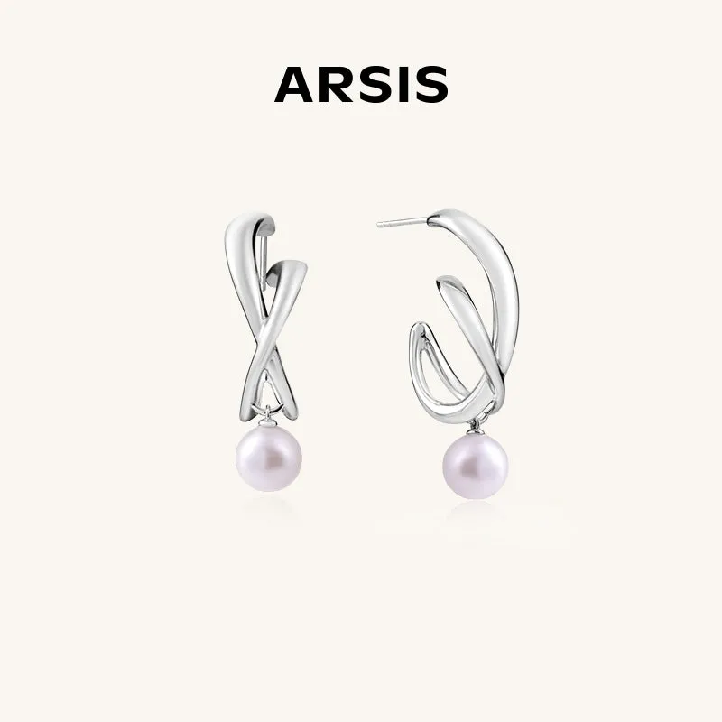 Freshwater Pearl Spiral Hoop Earrings