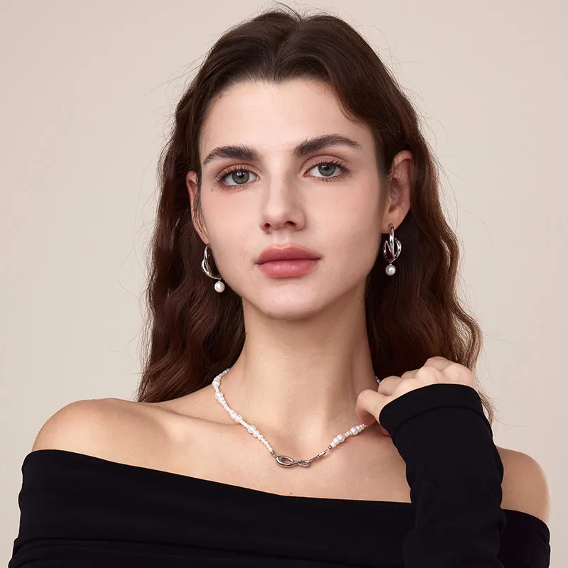 Freshwater Pearl Spiral Hoop Earrings