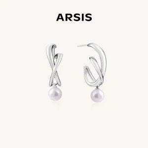 Freshwater Pearl Spiral Hoop Earrings