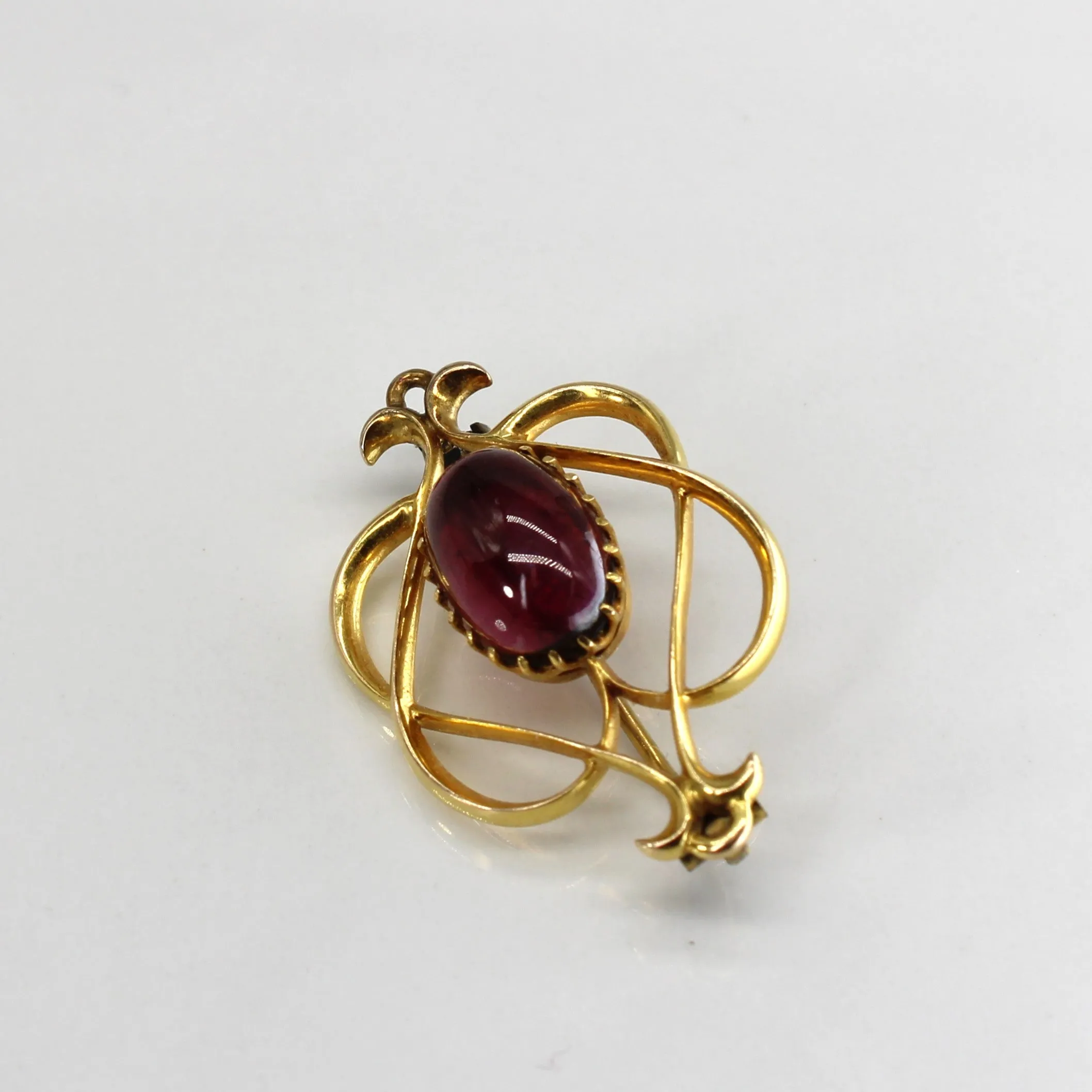 Garnet Cabochon 15k Brooch | 4.0ctw |