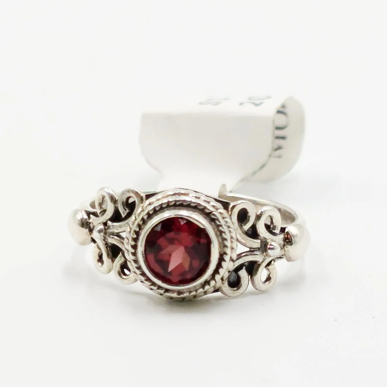 Garnet Ring Sterling Silver "Eden" Size 9