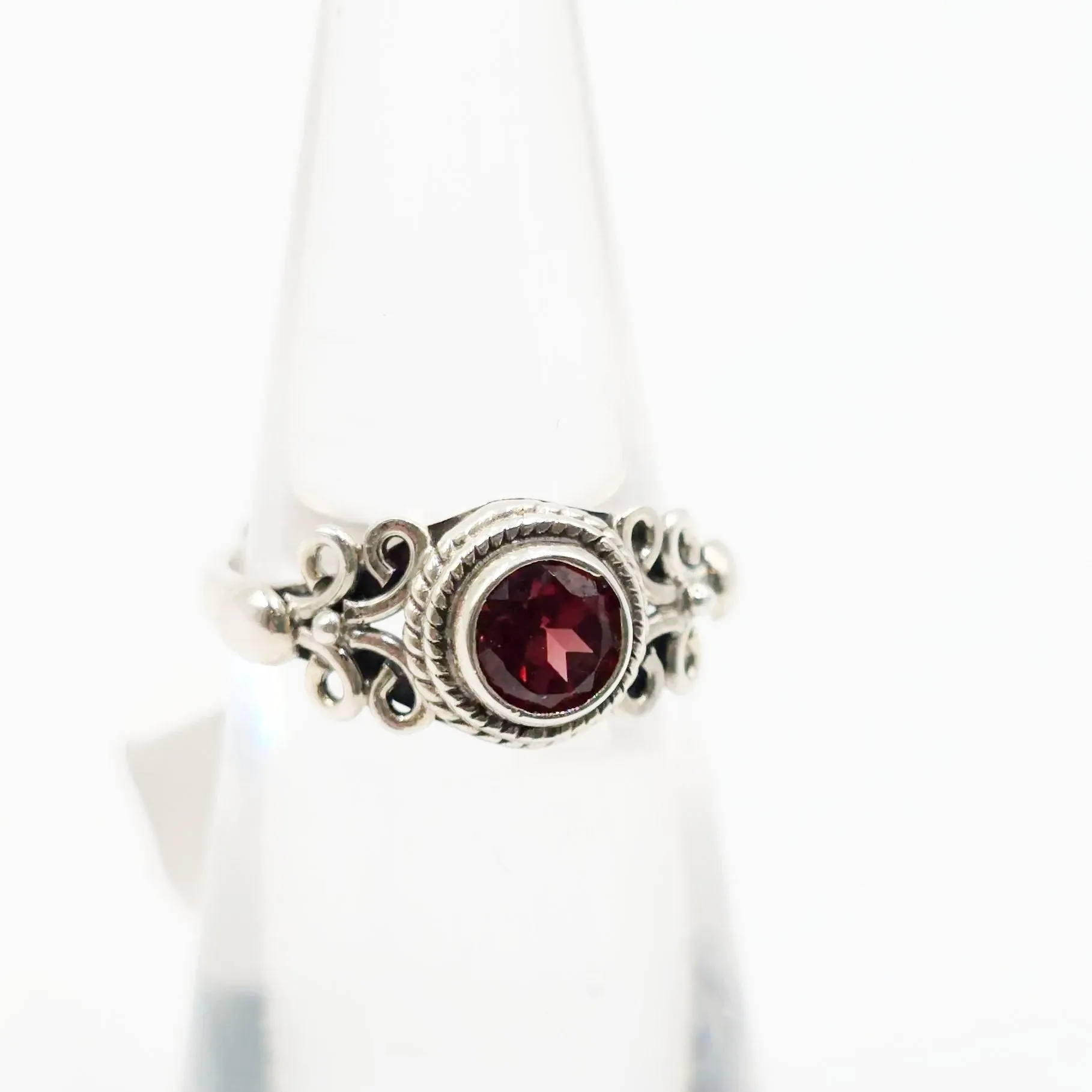 Garnet Ring Sterling Silver "Eden" Size 9