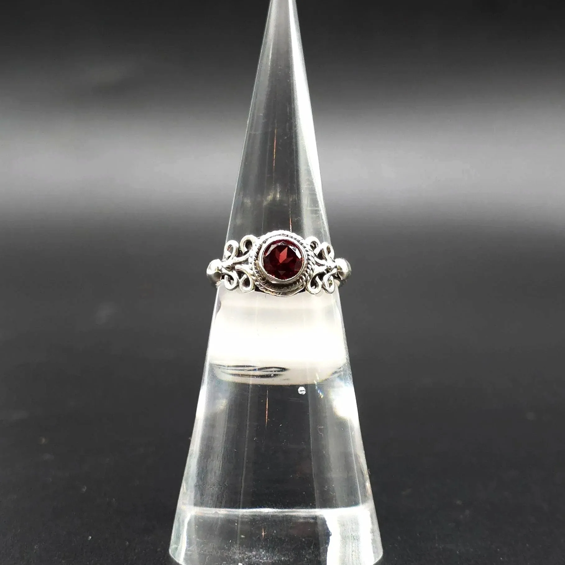 Garnet Ring Sterling Silver "Eden" Size 9