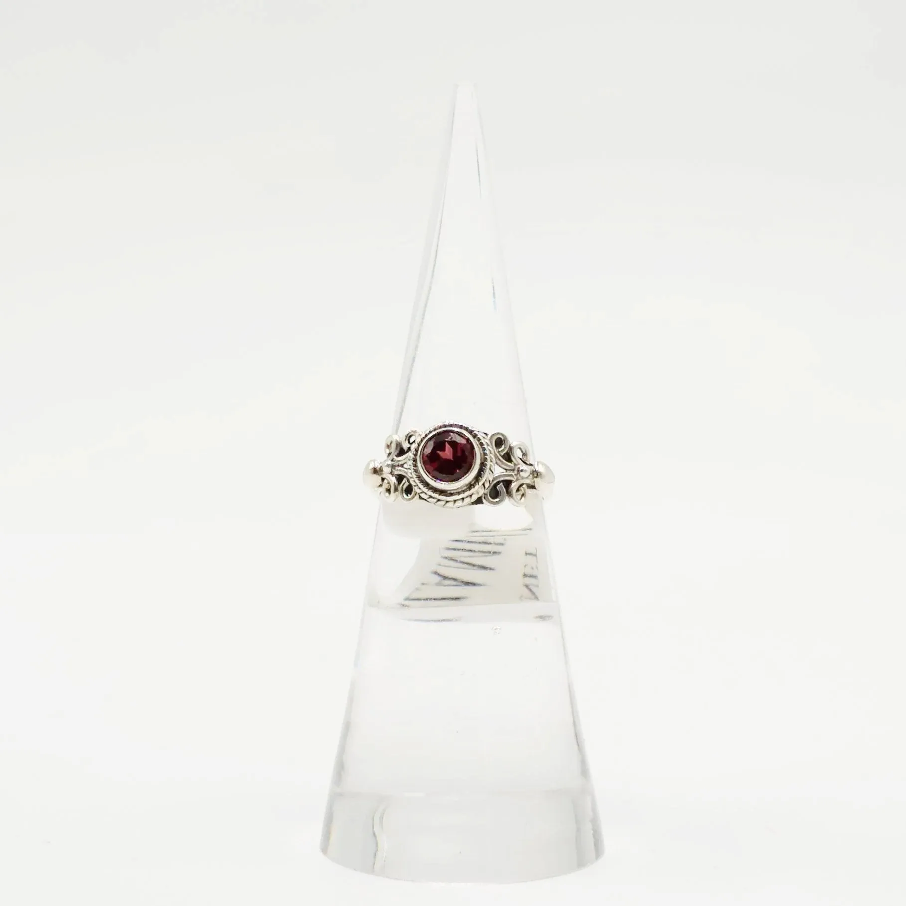 Garnet Ring Sterling Silver "Eden" Size 9