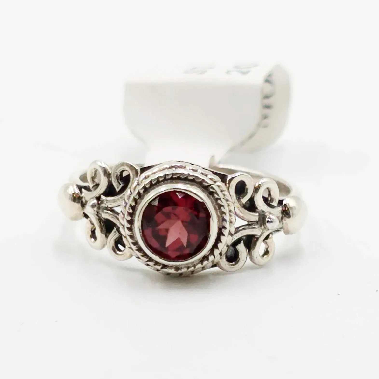 Garnet Ring Sterling Silver "Eden" Size 9