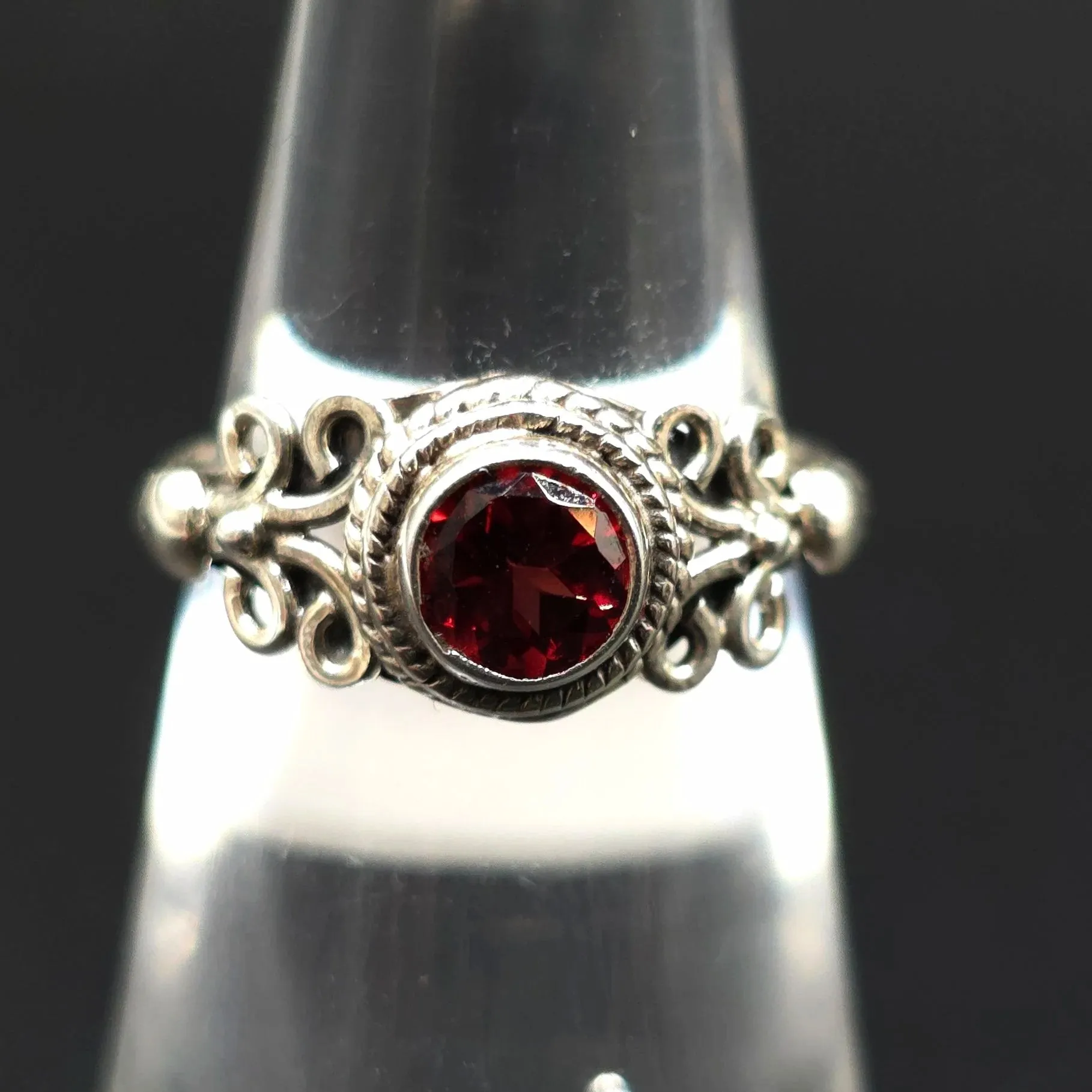 Garnet Ring Sterling Silver "Eden" Size 9