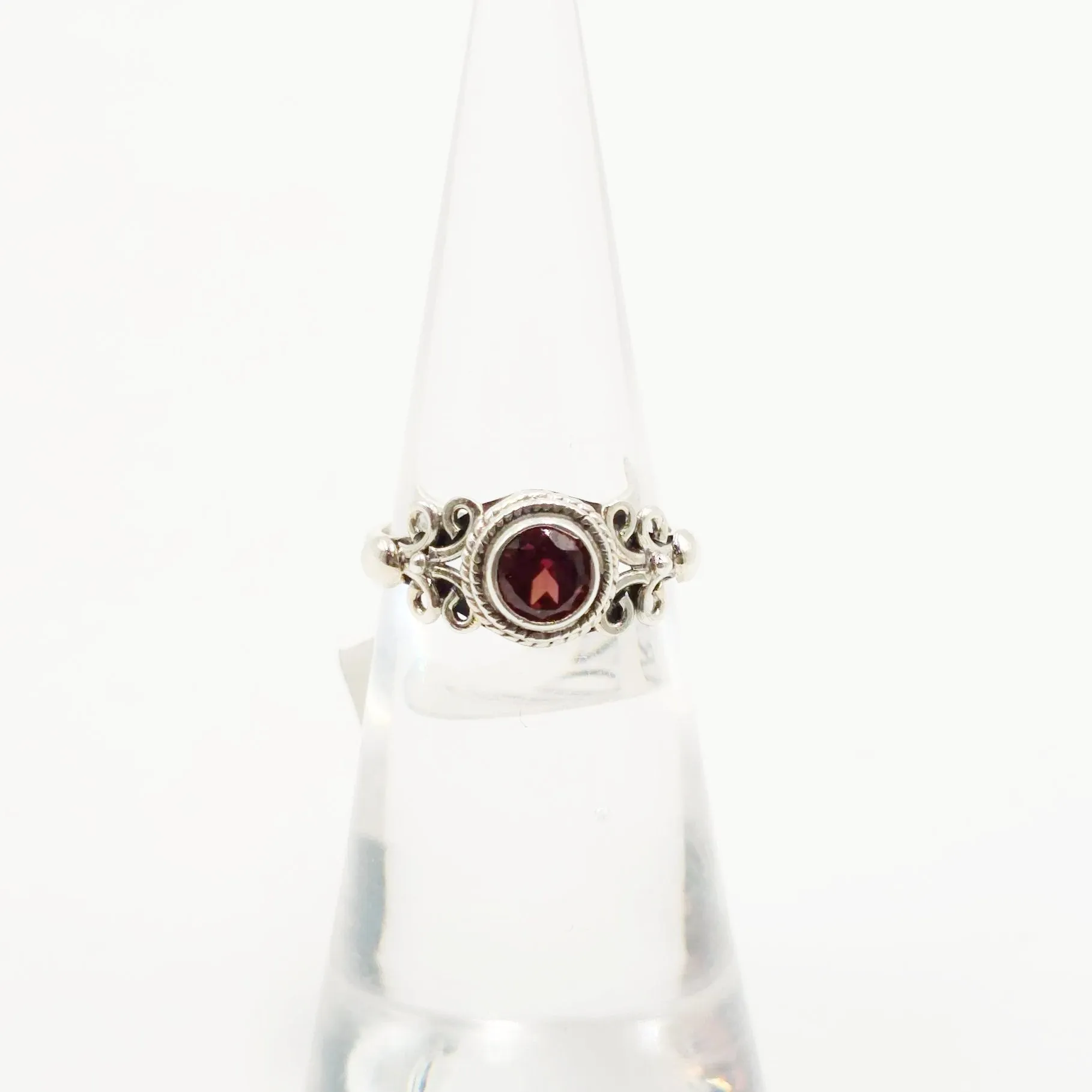 Garnet Ring Sterling Silver "Eden" Size 9