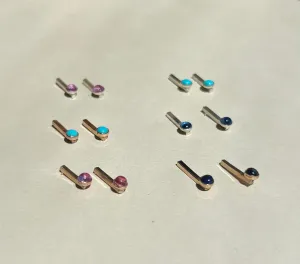 Gemstone Bar Stud Earrings