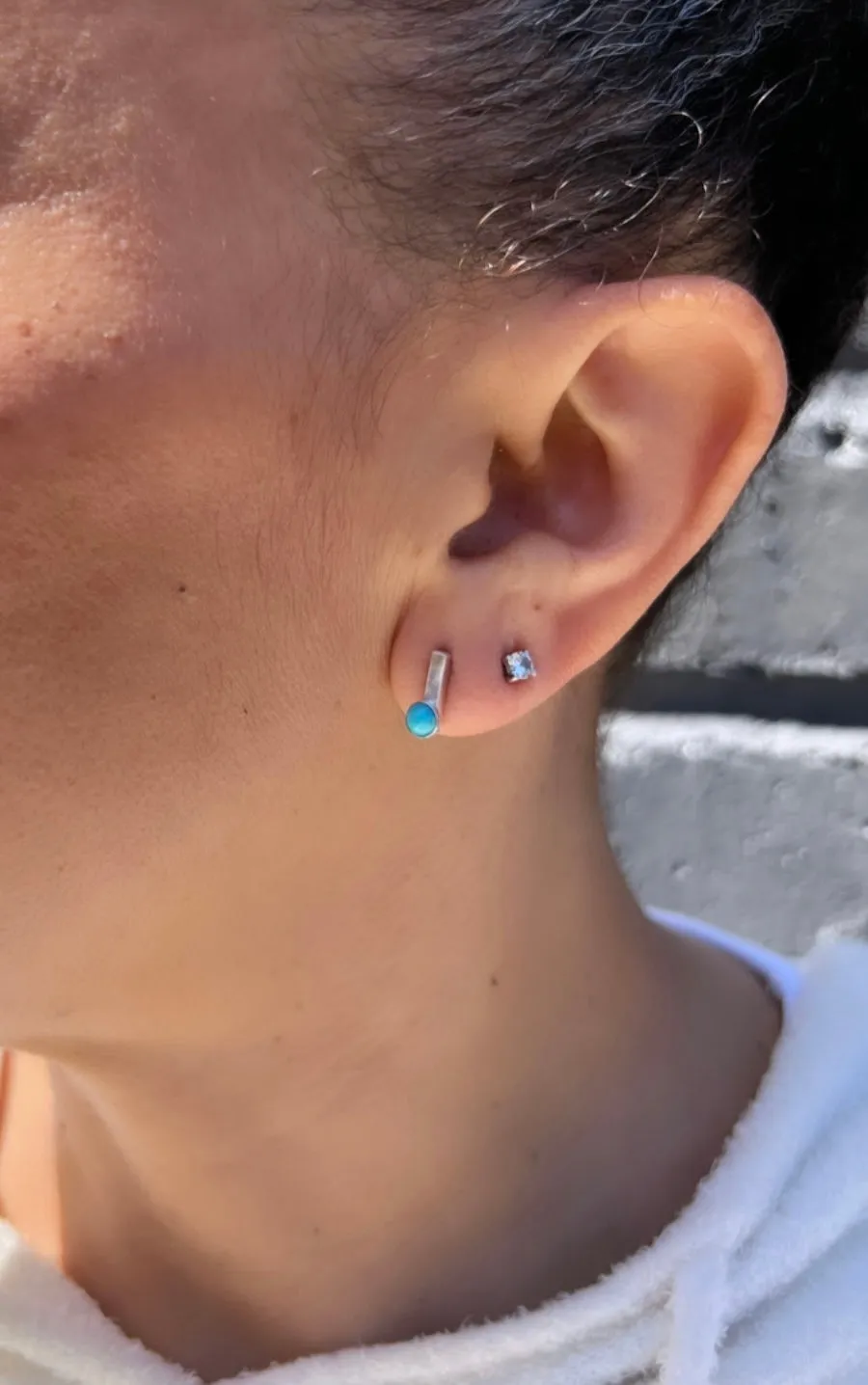 Gemstone Bar Stud Earrings