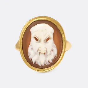 Georgian "Prosopon" Greek Theatre Mask Cameo Ring