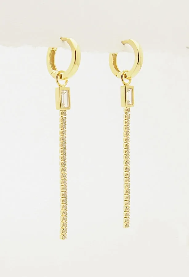 Giorgio Milano Sterling Silver CZ Dangle Huggie Earrings