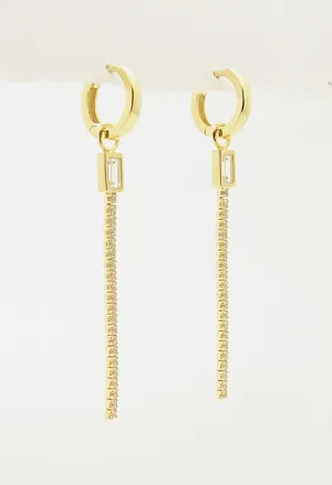 Giorgio Milano Sterling Silver CZ Dangle Huggie Earrings