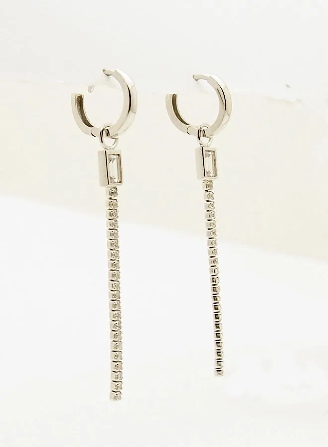 Giorgio Milano Sterling Silver CZ Dangle Huggie Earrings