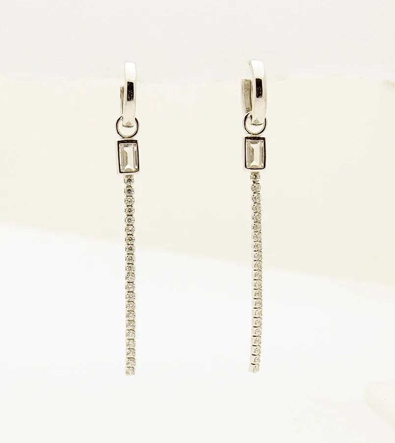 Giorgio Milano Sterling Silver CZ Dangle Huggie Earrings