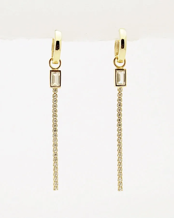 Giorgio Milano Sterling Silver CZ Dangle Huggie Earrings