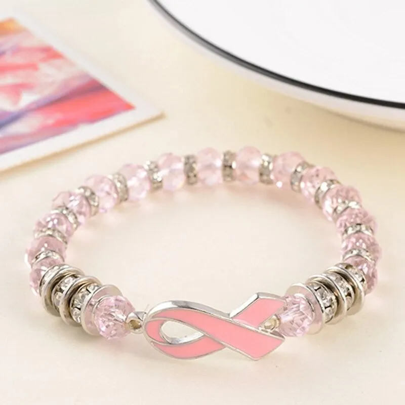Glass Dome Breast Cancer Bracelet