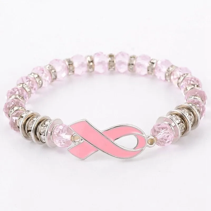 Glass Dome Breast Cancer Bracelet