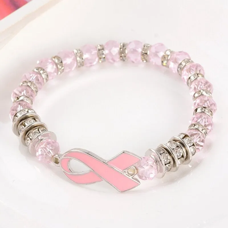 Glass Dome Breast Cancer Bracelet