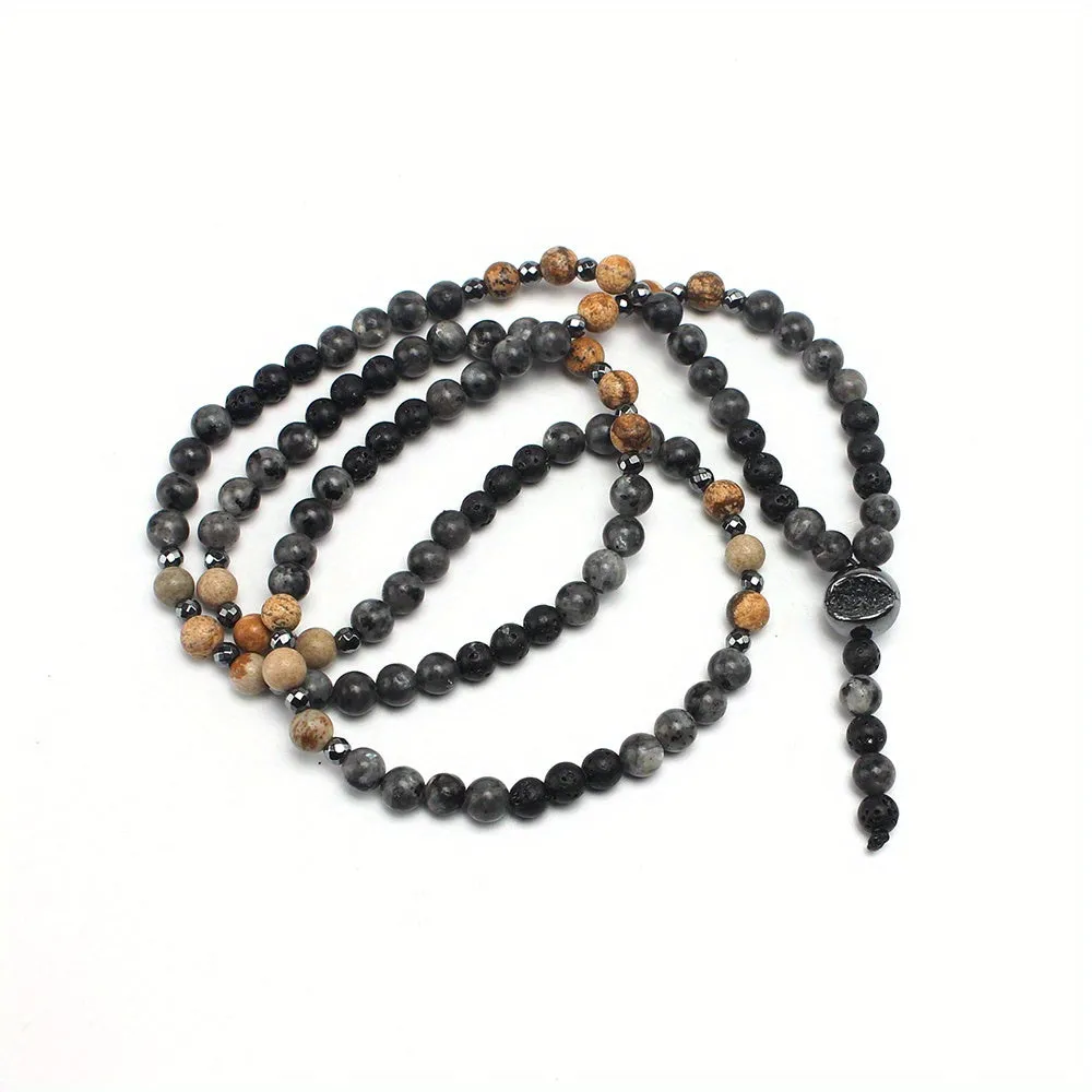 Glitter Stone Beaded Y Necklace