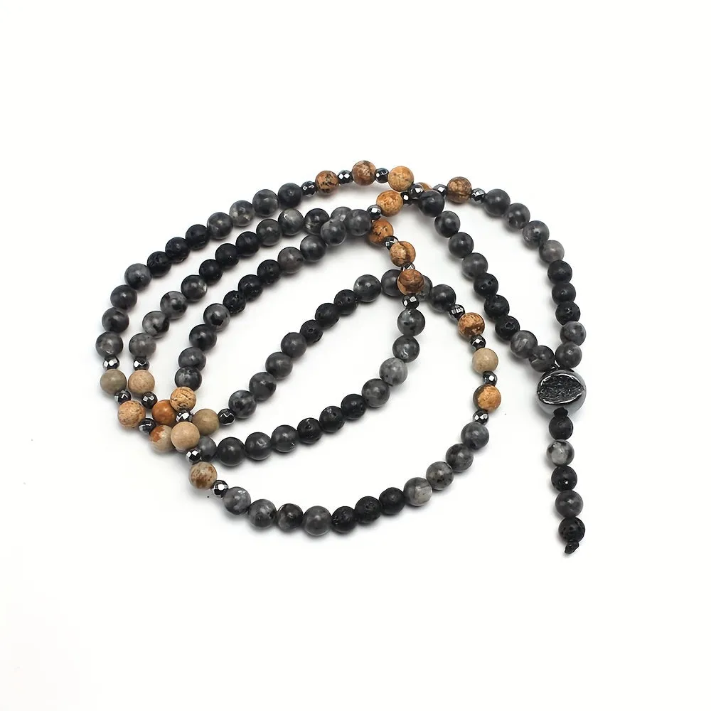 Glitter Stone Beaded Y Necklace