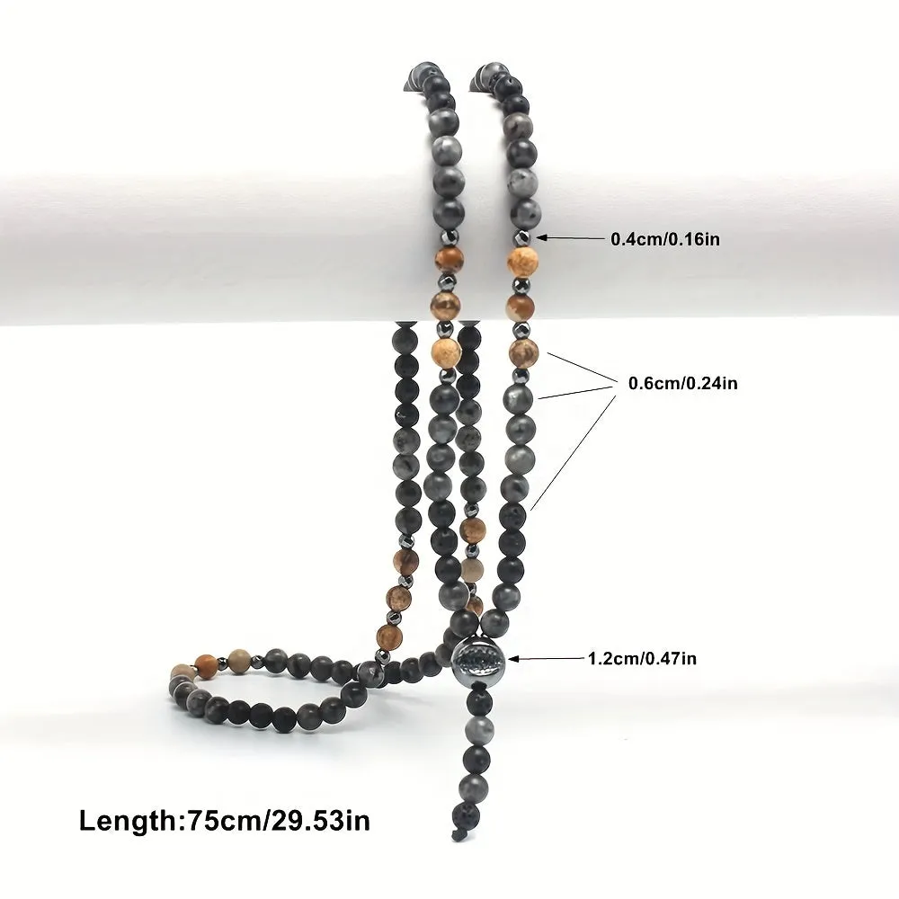 Glitter Stone Beaded Y Necklace