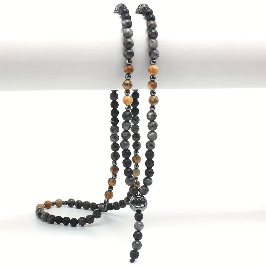 Glitter Stone Beaded Y Necklace