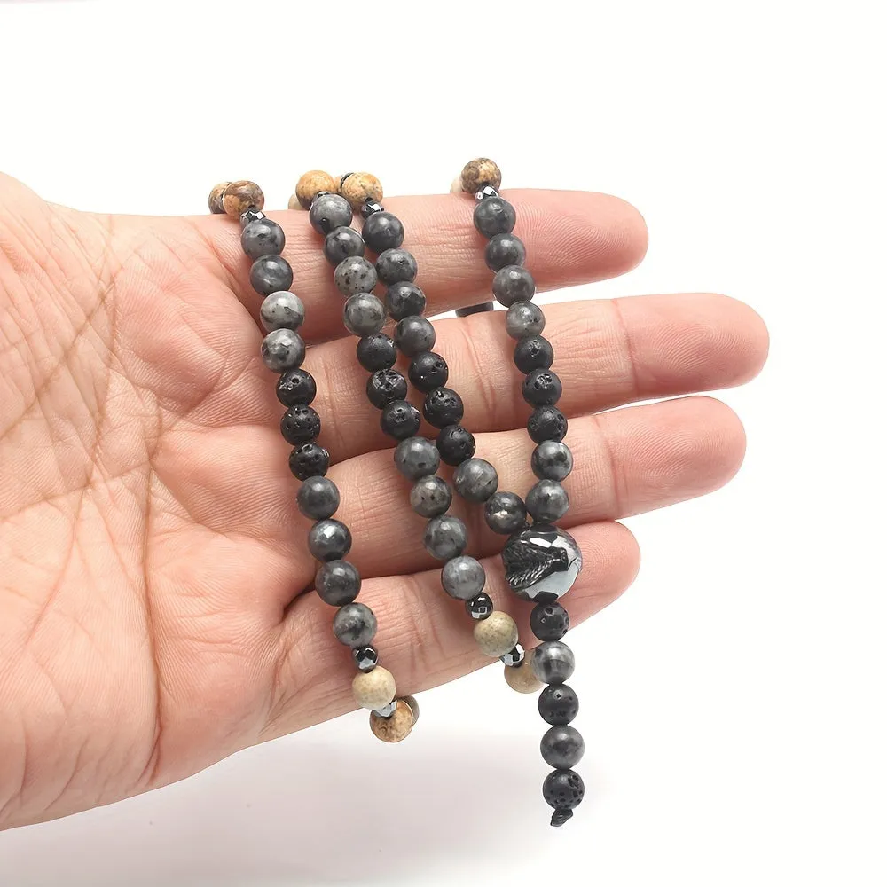 Glitter Stone Beaded Y Necklace